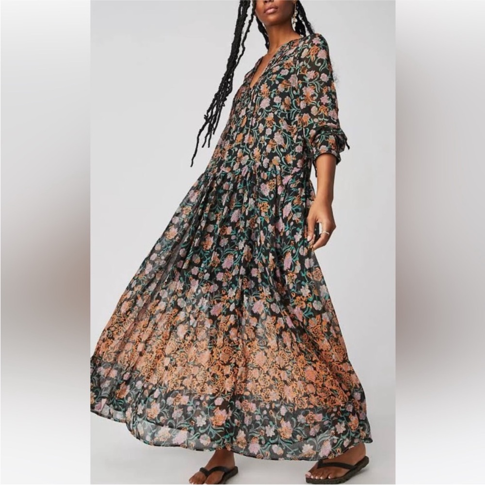 NWT Free People See Through It Floral Maxi Dress pockets